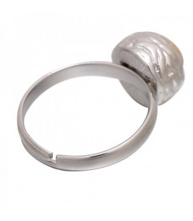 Mooie zilverkleurige ring met bruine steen