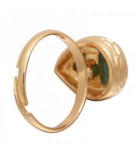 Goudkleurige ring met blauwe druppel steen (17 mm)