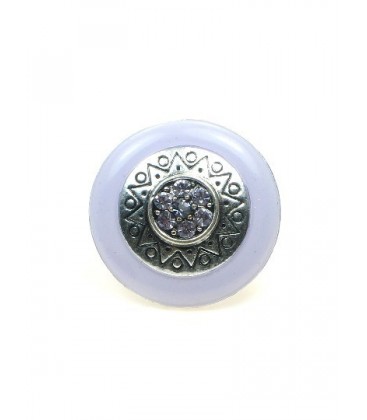 Ronde oorclips met lila rand en lila strass steentjes