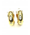 Mooie halfronde goudkleurige oorclips met drie heldere strass steentjes