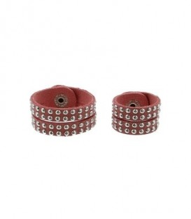 Scarvelet, sjaal riempjes, met kleine zilverkleurige studs in twee maten (10 en 13 cm)