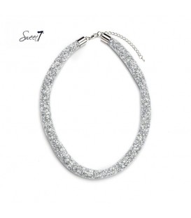Witte korte mesh halsketting