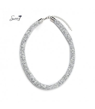 Witte korte mesh halsketting