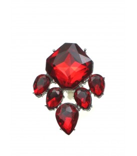 Rode oorclips met grote strass stenen