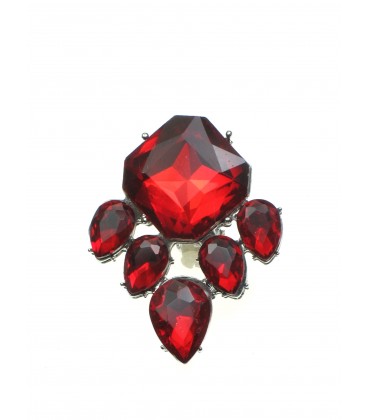 Rode oorclips met grote strass stenen