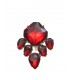 Rode oorclips met grote strass stenen