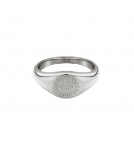 zilverkleurige ring met gegraveerde zon (16mm)