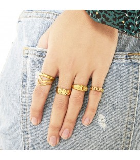 Zilverkleurige brede ring met details (16)