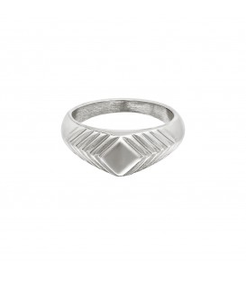 Zilverkleurige brede ring met details (18)