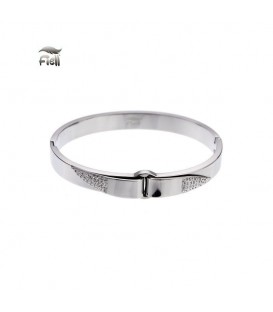 zilverkleurige bangle armband met kleine strass steentjes