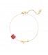 Goudkleurige armband met rood blokje en kruisje