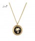 Goudkleurige ketting met ronde zwarte bedel met palmboom