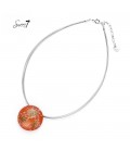 Zilverkleurige ketting met ronde oranje bedel