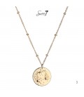 Goudkleurige ketting met ronde bedel met sterrenbeeld weegschaal