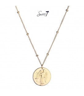 Goudkleurige ketting met ronde bedel met sterrenbeeld maagd