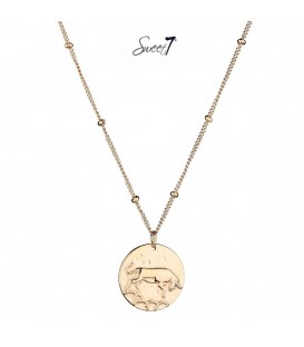 Goudkleurige ketting met ronde bedel met sterrenbeeld stier