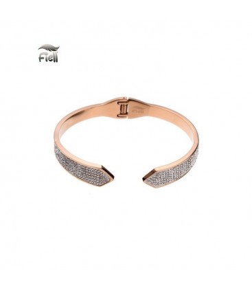 Rosegoudkleurige spang armband met punten aan de uiteinden en kleine steentjes