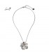 Zilverkleurige dunne ketting met grote bruine bloem