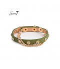 Armband van groen imitatieleer met goudkleurige schakels