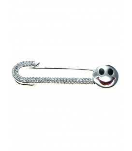 Mooie sjaalspeld, veiligheidsspeld met strass steentjes en smiley