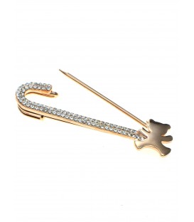 Rosegold sjaalspeld met beertje en heldere strass steentjes