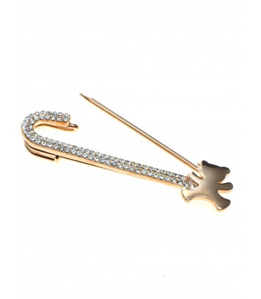 Rosegold sjaalspeld met beertje en heldere strass steentjes