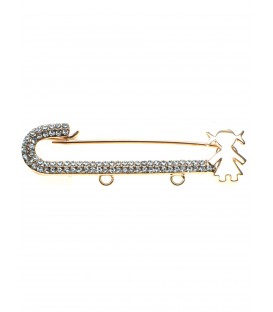Rosegold sjaalspeld met meisje en heldere strass steentjes. Lengte van de sjaalspeld is circa 5,4 cm. De speld is nikkelvri