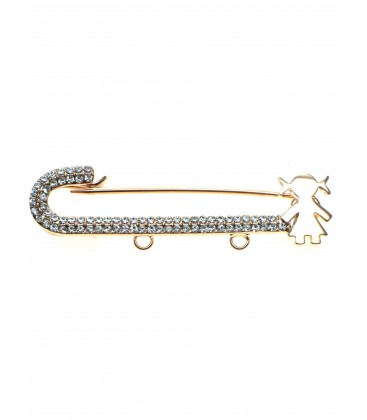 Rosegold sjaalspeld met meisje en heldere strass steentjes. Lengte van de sjaalspeld is circa 5,4 cm. De speld is nikkelvri