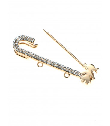 Rosegold sjaalspeld met meisje en heldere strass steentjes. Lengte van de sjaalspeld is circa 5,4 cm. De speld is nikkelvri