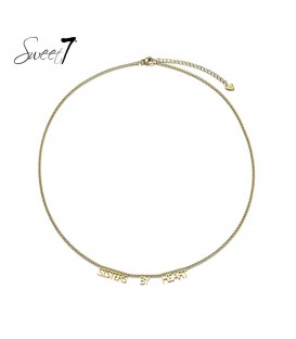 Goudkleurige ketting met de zin SISTERS BY HEART