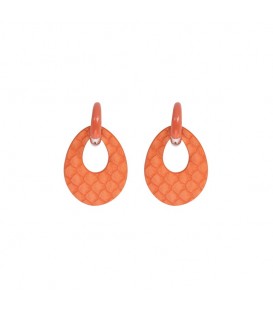 mooie trendy oranje oorhangers met een oranje oorstukje