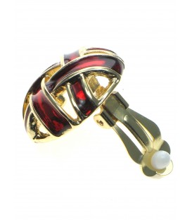 Ronde rood met goudkleurige open oorclips