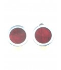 Donker rode oorclips met een zilverkleurige rand van Culture Mix
