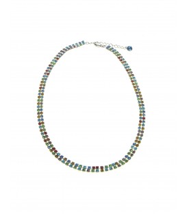 Mooie vrolijk twee strengs strass steentjes halsketting