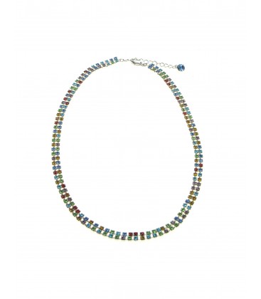 Mooie vrolijk twee strengs strass steentjes halsketting