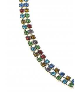 Mooie vrolijk twee strengs strass steentjes halsketting