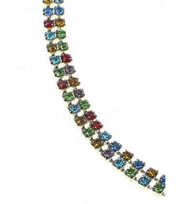 Mooie vrolijk twee strengs strass steentjes halsketting