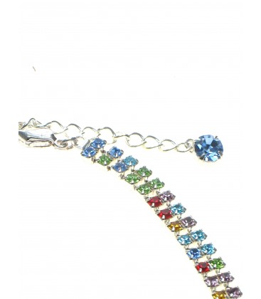 Mooie vrolijk twee strengs strass steentjes halsketting