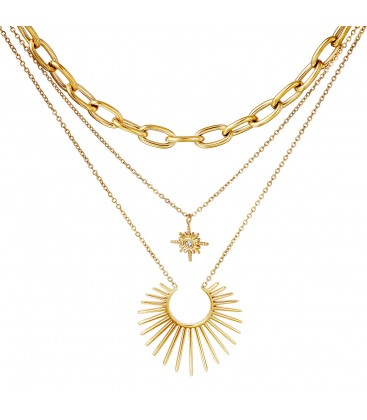 Goudkleurige tweelaagse ketting met een hanger