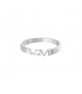 Zilverkleurige ring 'love' (18)