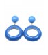 Blauwe oorclips met ronde hanger