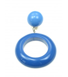 blauwe oorclips met ronde hanger