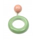 oud roze met groene oorclips met ronde hanger