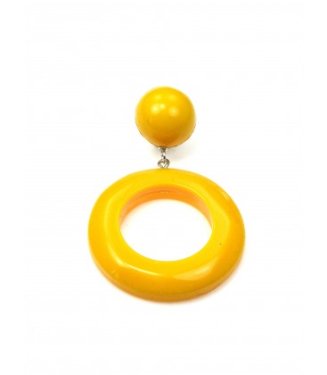 Gele oorclips met ronde hanger