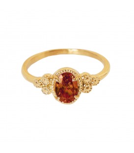 goudkleurige ring met een grote oranje zirkoonsteen (18)
