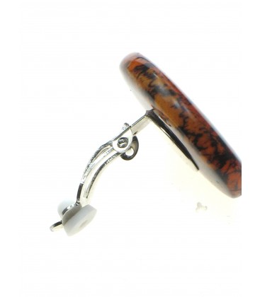 Ovale oranje met zwarte Culture Mix oorclips