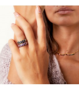 Goudkleurige ring met groen giraf patroon (18)