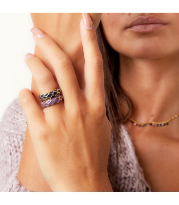 Goudkleurige ring met groen giraf patroon (18)