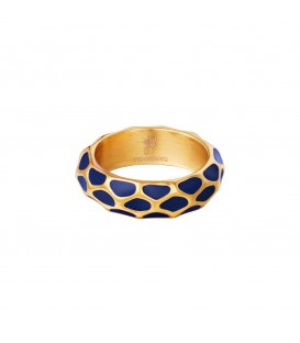 Goudkleurige ring met blauw giraf patroon (18)
