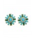 Ronde blauw met groene oorbellen in goudkleurige zetting